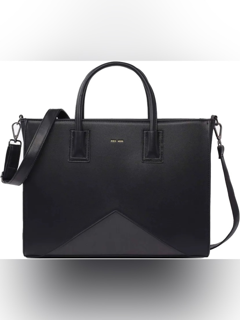 Pixie Mood Greta Work Tote, Black - Structured Leather Satchel